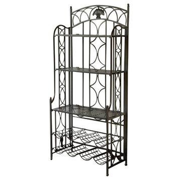 Pemberly Row Iron Bakers Wine Rack in Antique Black