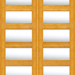 BM-26 Interior Bamboo Contemporary 5 Lite Clear Glass Double Door - Interior Doors