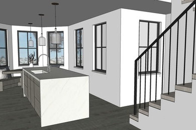 Living room - contemporary living room idea in San Francisco with a corner fireplace