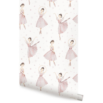 Ballerina Peel and Stick Vinyl Wallpaper, Pink, 24"w X 60"h