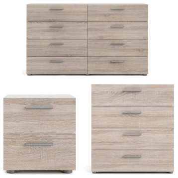 Home Square Dresser + Chest + Nightstand 3 Piece Set in Truffle