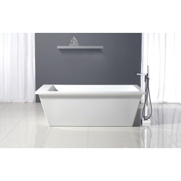 Ove Decors Hudson 69" Gloss White Acrylic Freestanding Soaking Bathtub