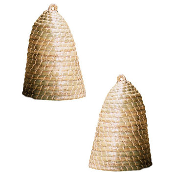Natural 27" Palm Seagrass Dome 2-Piece Set Old Fashioned Rustic Indoor/Outdoor