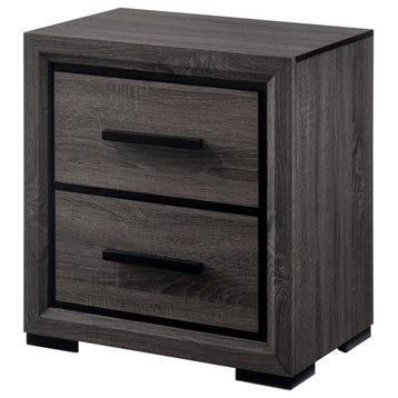 Bowery Hill 2-Drawer Contemporary Wood Nightstand in Gray/Black