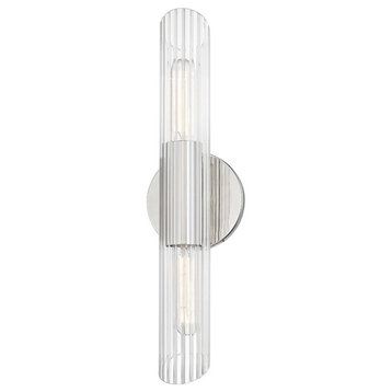 Cecily 2-Light Small Wall Sconce, Clear Glass, Finish: Polished Nickel