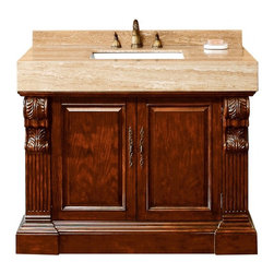 42 inch Single Bathroom Vanity Dark Cherry Finish Carrara White Marble Top - Bathroom Vanities And Sink Consoles