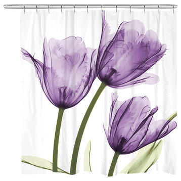 Laural Home Purple Tulip Trio Shower Curtain