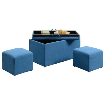 Designs4Comfort Sheridan Storage Bench With 2 Side Ottomans