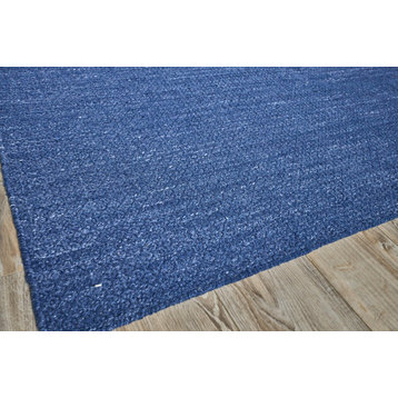 Gamma Indoor/Outdoor Handmade Flatwoven PET yarn Blue Area Rug, 5'x8'