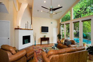 Example of a trendy family room design in Dallas
