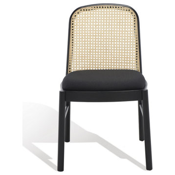 Safavieh Couture Annmarie Rattan Back Dining Chair, Black/Natural