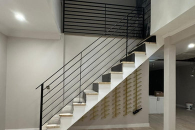 Industrial Wrought Iron Custom Staircase | Entry