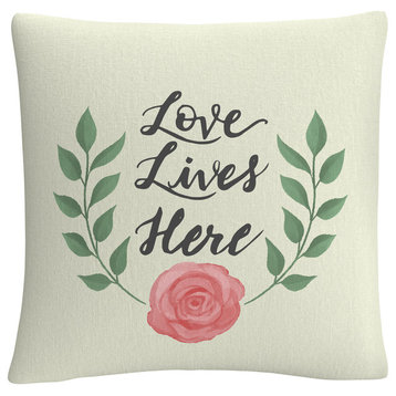 Abc 'Love Lives Here' 16"x16" Decorative Throw Pillow