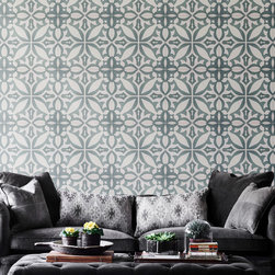 Moroccan Mosaic & Tile House - 8"x8" Meknes Handmade Cement Tile, Green/White,Set of 12 - Wall And Floor Tile