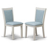 East West Furniture Monza 36.8" Wood Dining Chairs in Blue/White (Set of 2)