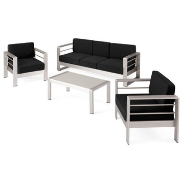 Crested Bay Outdoor Aluminum 5 Seater Chat Set With Sunbrella Cushions