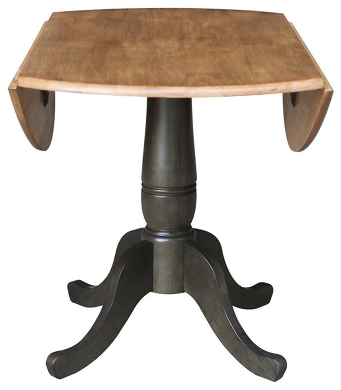 42" Round Dual Drop Leaf Pedestal Table - 29.5"H - Transitional ...