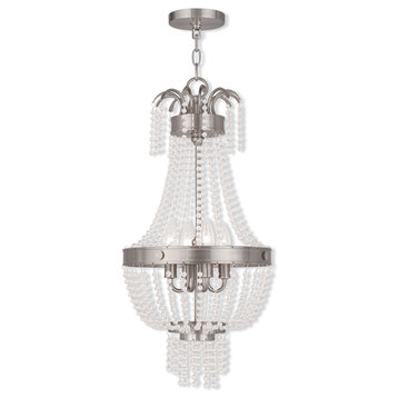 Pendant With Clear Crystals, Brushed Nickel