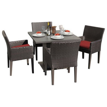 Barbados Square Dining Table with 4 Dining Chairs and Cushions in Terracotta
