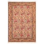 Bareens Designer Rugs - Kamal Pak Persian Loida Taupe/Gold Wool Rug - 6'0'' x 9'8'' - Designed with mesmerizing intricacy and gorgeous color palette, this hand-knotted masterpiece demonstrates the beauty and electrifying thrill of Pak Persian art. These meticulously hand-knotted Pak-Persian rug is made with pure wool and features breathtaking traditional, transitional, and tribal designs in bold luxurious color pallets. Known for their intricate designs these rugs are a reproduction of Persian rugs, made in Pakistan with unique Mughal designs. Made by master weavers using the same Persian texture, design and dying technique, we wanted to produce the most significant manifestation of Persian art, life, and culture. This rug is most famous for its exceptional quality, incredible designs, patterns, and vibrant rich color. Pak-Persian rugs made with Persian weave with high knot counts, which enables the high intricacy and detail found in the patterns are also referred to as "State of art", each color adds a rich beautiful detail in the artwork of this rug. The design, color, and beautiful chromatic composition with a vibrant sheen with intricate designs, exude beauty, elegance, and quality make this rug a masterpiece of its own.