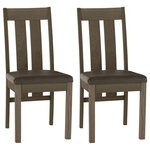 Bentley Designs - Turin Dark Oak Slatted Chairs, Set of 2, Bonded Leather - Turin Dark Oak Slatted Chair Pair Bonded Leather will add an indulgently warm feel to any room. With rustic oak veneers set in solid American oak frames in a rich dark oiled finish Turin dining naturally embodies a casual and contemporary aesthetic.
