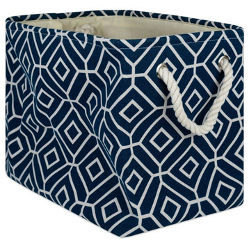 DII Rectangle Modern Polyester Stained Glass Medium Storage Bin in Navy