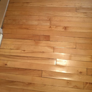 Water damage repaired with sanding and oiling