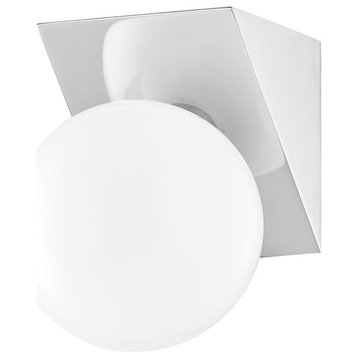 Aspyn 1 Light Bath Bracket, Opal Glossy, Polished Nickel