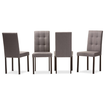 Andrew Fabric Upholstered Grid-Tufting Dining Chair, Set of 4, Gray