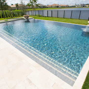 Big Pool with Infinity Edge and Custom Water Bowls in Davie, Florida