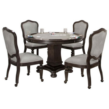 Sunset Trading Vegas 48" 5-Piece Wood Dining/Poker Table & Chairs Set in Gray