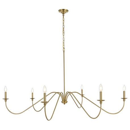 Rohan Six Light Chandelier in Satin Gold