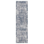 Nourison - Nourison Rustic Textures 2'2" x 7'6" Grey Modern Indoor Area Rug - Deep, varied shades of grey create an artisticaly abstract visual on this beautifully carved contemporary rug from the Rustic Textures Collection. Distressed color effects and intricate high-low pile construction create a thoroughly modern rug, with silky smooth texture that add an urban appeal to any space.
