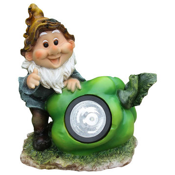 Cute Gnome With Green Pepper Solar Light