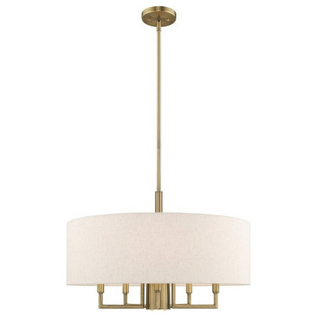 Modern Traditional Five Light Chandelier-Antique Brass Finish - Pendants