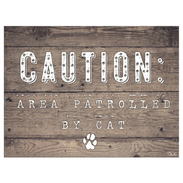 Ready2HangArt 'Caution-Cat' Wrapped Canvas Pet Wall Art, 12"x16"