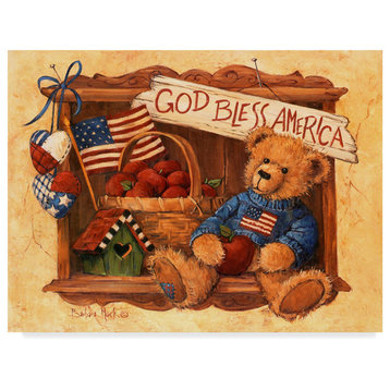 Barbara Mock 'God Bless America Teddy' Canvas Art