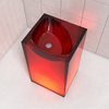 33.5"H Stone Resin Pedestal Freestanding Bathroom Sink, Red Without Faucet Hole