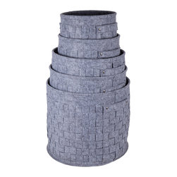 Round Felted Woven Storage Baskets, Set of 5, 14 inches, Light Grey - Products