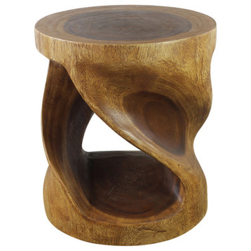 Haussmann Round Twist End Table, 18"x20", Walnut Oil