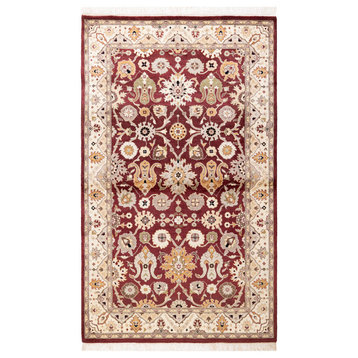 Agra, One-of-a-Kind Hand-Knotted Area Rug Red, 3'2"x5'3"