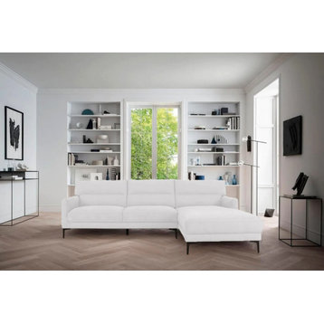 Sonni Modern White Fabric Right Facing Sectional Sofa