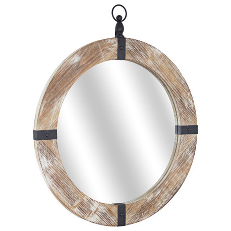 American Art Decor Wood and Metal Porthole Mirror