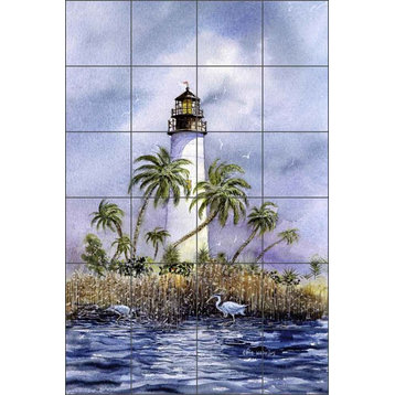 Ceramic Tile Mural Backsplash, Light at Key West by Edie Hopkins, 17"x25.5"