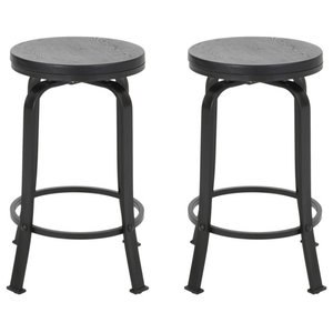 Modern Metal Stool With Adjustable Wooden Seat Brown And Gold Industrial Bar Stools And Counter Stools By Linon Home Decor Products Houzz