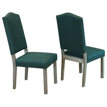 Maceda Linen Dining Chairs, Set Of 2, Forest Green