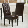 GDF Studio Addison Brown Leather Dining Chairs, Set of 2