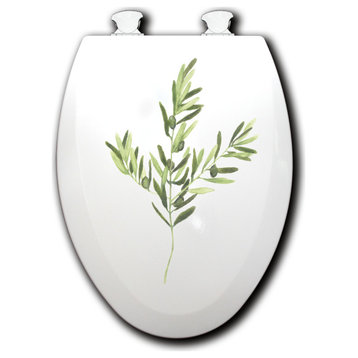 White Toilet Seat, Nature's Lace 1, Olive, Elongated