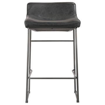 Starlet Counter Stool Onyx Black Leather, Set of 2