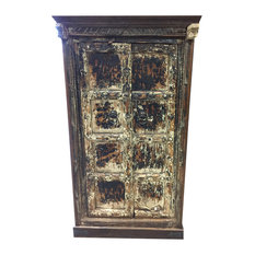 Mogul Interior - Consigned Antique Rustic Cabinet Teak Doors Distressed Furniture Spanish-Style - Accent Chests And Cabinets